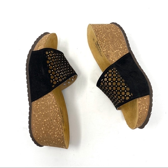 Spring Step Marni wedge platform sandals black suede slides - Picture 5 of 6